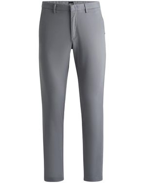 BOSS Kaito3 Solid Patterned Straight Chinos - Grey