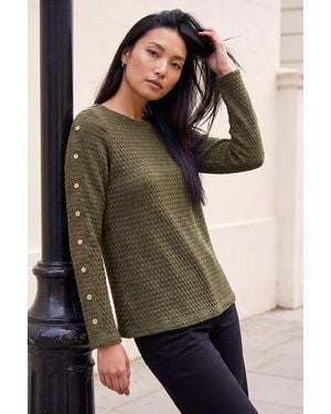 Roman Textured Button Top - Green