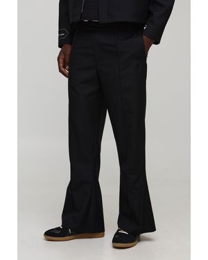 BoohooMAN Flared Pintuck Smart Tailored Trousers - Black