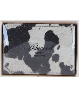 Ashwood Leather Genuine Hair-On-Hide Cow Print Card Holder Wallet - Metallic
