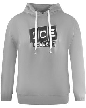 Ice Iceberg Bold Blocked Logo Hoodie Cotton - Grey