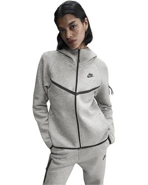Nike Tech Solid Patterned Hooded Neck Jacket - Grey