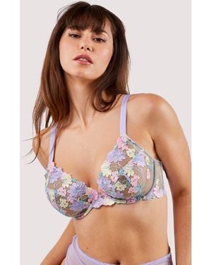 Playful Promises Felicity Hayward X Pp Luna Pastel Embroidery Picot Elastic Bra - Green