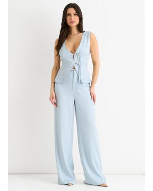 Gini London Tailored Belt Detail Waistcoat - Blue