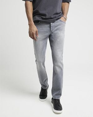 River Island Faded Jeans Slim Fit Cotton - Grey