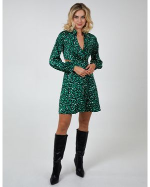 Blue Vanilla Keyhole Wrap Bust Shirt Dress - Green