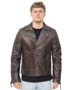 Infinity Leather Brando Double Cross Zip Biker Jacket-Casablanca - Black