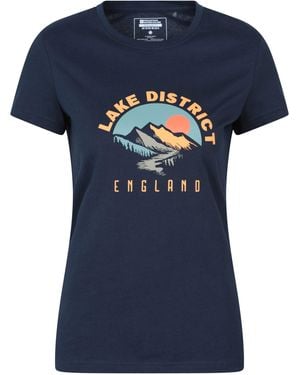 Mountain Warehouse Regional Lake District Graphic Tee Breathable Casual Everyday T-Shirt Cotton - Blue
