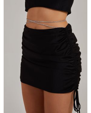 Pink Vanilla Diamante Tie Waist Skirt - Black