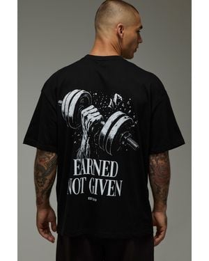 BoohooMAN Active Earned Not Given Oversized T-Shirt - Black