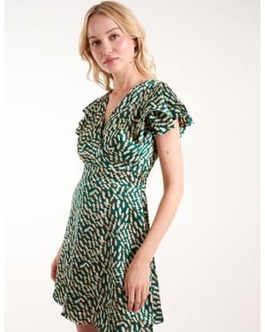 Blue Vanilla Wrap Ruffle Mini Dress - Green
