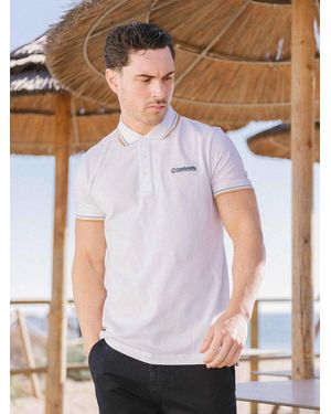 Lambretta Sky Tobacco Twin Tipped Polo Shirt - White
