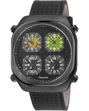Gv2 Quattro Zone, Ipbk Case, Dial, 4 Time Sub W/ Stitching Handmade Italian Leather Strap - Grey