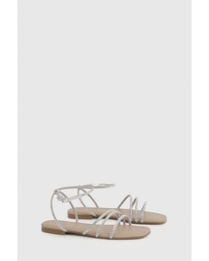Boohoo Diamante Strappy Sandals - Metallic