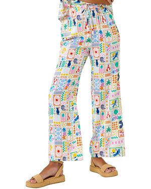 D.u.s.k Patchwork Print Wide Leg Trouser - Blue