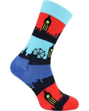 Happy Socks London Landmark Cotton Socks - Red