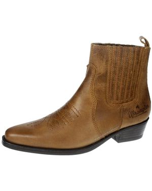 Wrangler Tex Mid Leather Chelsea Cowboy Boots - Brown