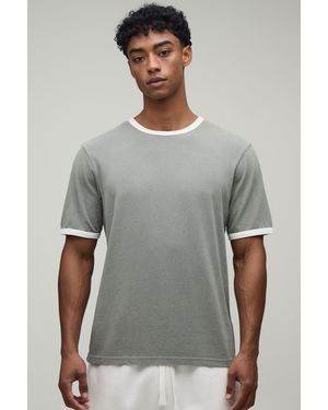 BoohooMAN Regular Fit Vintage Wash Ringer T-Shirt - Grey