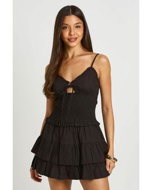 Boohoo Shirred Waist Ruched Bust Mini Playsuit - Black
