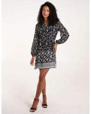 Blue Vanilla Tie Neck & Waist Mini Smock Dress - Natural