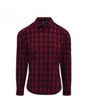 PREMIER Ladies Mulligan Check Long Sleeve Shirt - Red