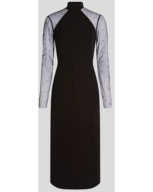 Karl Lagerfeld Long Sleeve Mesh Dress - Black