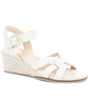 Jones Bootmaker Loriana Leather Woven Wedge Sandals - White