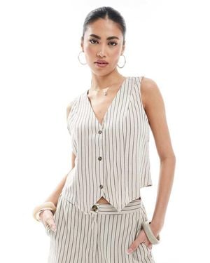 Vero Moda Linen Touch Waistcoat Co-Ord - White