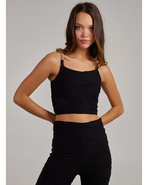 Pink Vanilla Swirl Rib Chain Top - Black