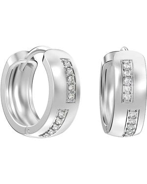 Bibei Huggie Earrings For With Set Cubic Zirconia 925 Sterling Bipe017 - Metallic