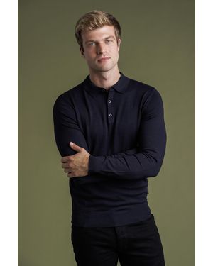 French Connection Long Sleeve Button Knitted Polo Top - Green