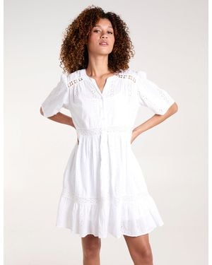 Blue Vanilla Vanilla Broderie Tiered Mini Dress - White