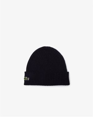 Lacoste Ribbed Beanie - Blue
