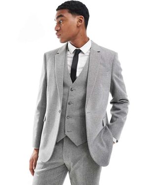 ASOS Double Breasted Slim Suit Jacket With Wool - Grey