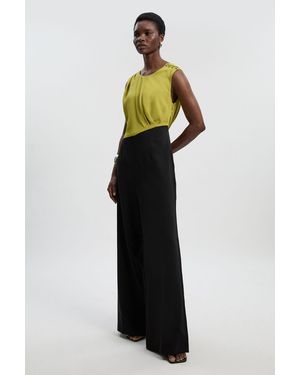 Karen Millen Soft Tailored Asymmetric Neck Wide Leg Jumpsuit - White