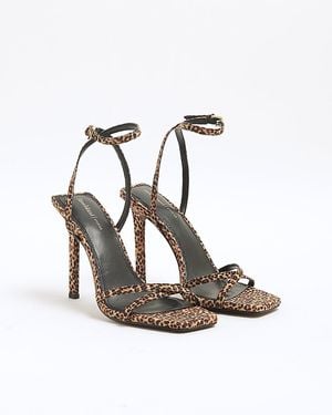 River Island Heeled Sandals Leopard Print Pu - White