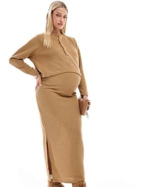 Mama.licious Maternity Over The Bump Maxi Skirt Co-Ord - Metallic