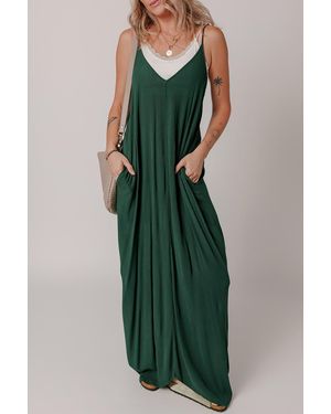 Everyday the Label Maxi Dress Vneck Pockets - Green