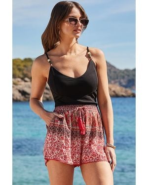 Sosandar Beaded Strap Jersey Cami Top - Blue