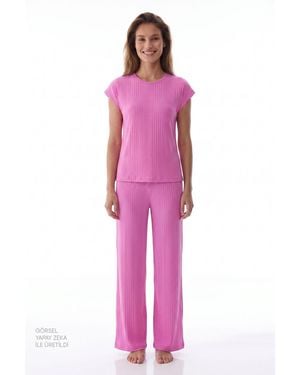 Penti Flora Short Sleeve Trousers Pyjama Set - Pink
