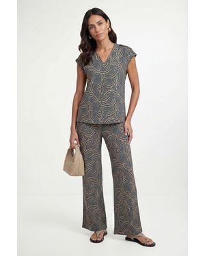 Wallis Spot Jersey V Neck Button Shoulder Tank Top - Blue