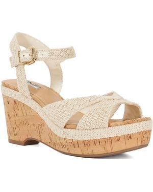 Dune Wf Kelulu Wide Fit Textured Wedge Heels - Metallic
