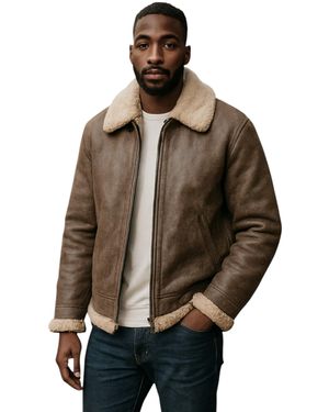 Infinity Leather B3 Ww2 Sheepskin Flying Aviator Jacket-Paarl - Brown