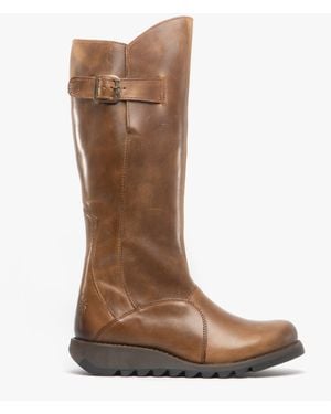 Fly London Mol 2 Leather Tall Boots Camel - Brown