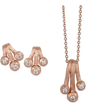 Orphelia 925 Sterling Set: Chain-Pendant + Earrings - Pink
