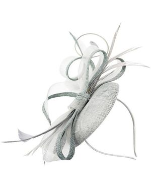 SVNX Round Pill Box Fascinator With Bow & Feathers - White