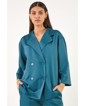 Roman Relaxed Textured Blazer - Blue