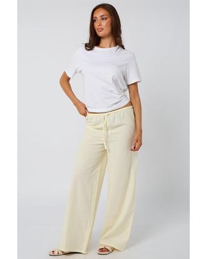 Urban Bliss Linen-Look Elasticated Wide Leg Trouser - Yellow