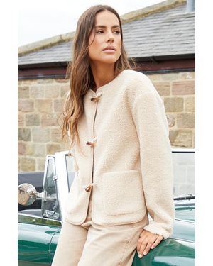 Threadbare Borg Fleece Toggle Jacket - Natural