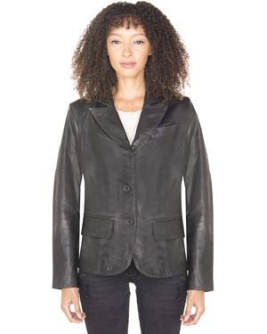 Infinity Leather Blazer Jacket-Seregno - Grey